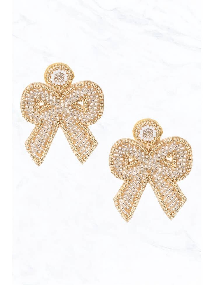 Bow Seed Bead Post Earrings