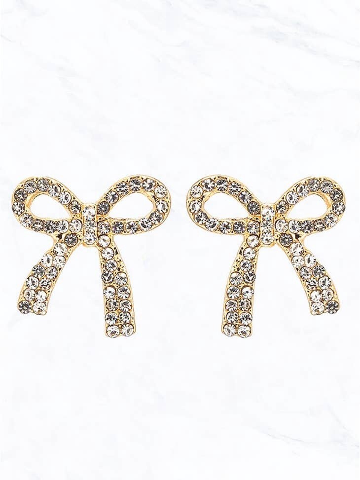 Rhinestone Bow Post Earring