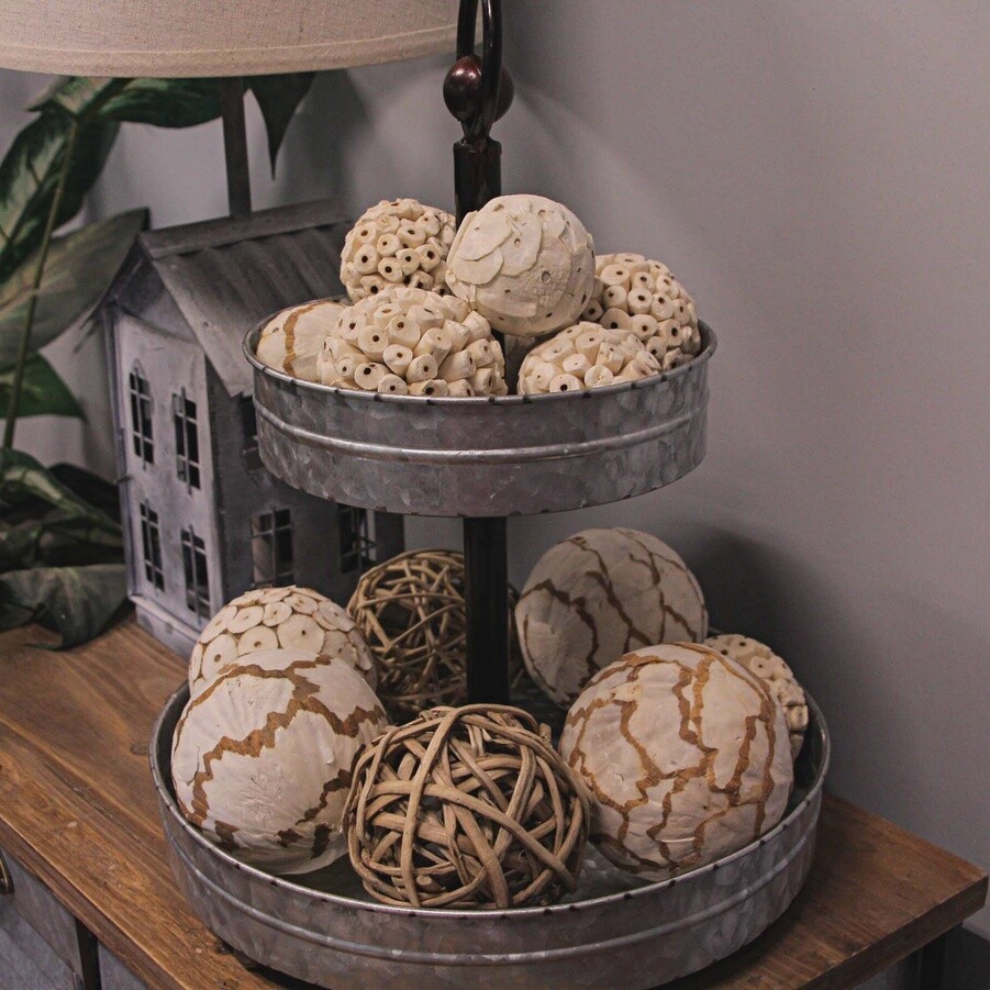 Rustic Round Two Tier Tray Serving Stand, Colour: Metal