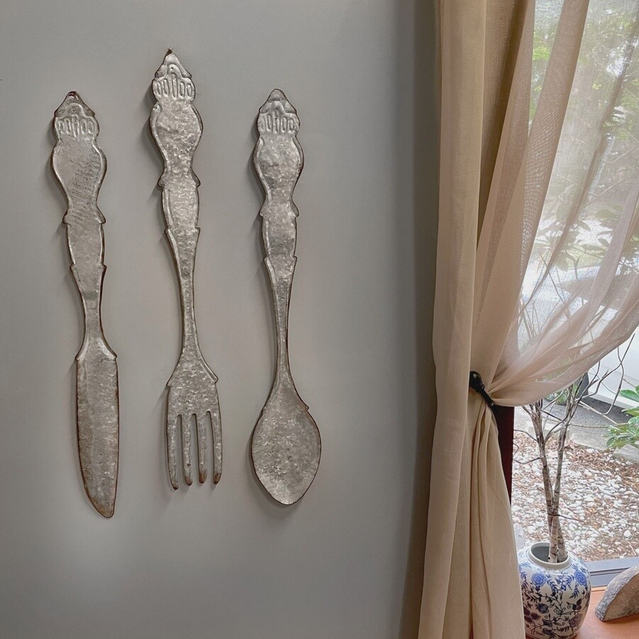 Set of 3 Galvanized Wall Utensils - 31.5&quot;