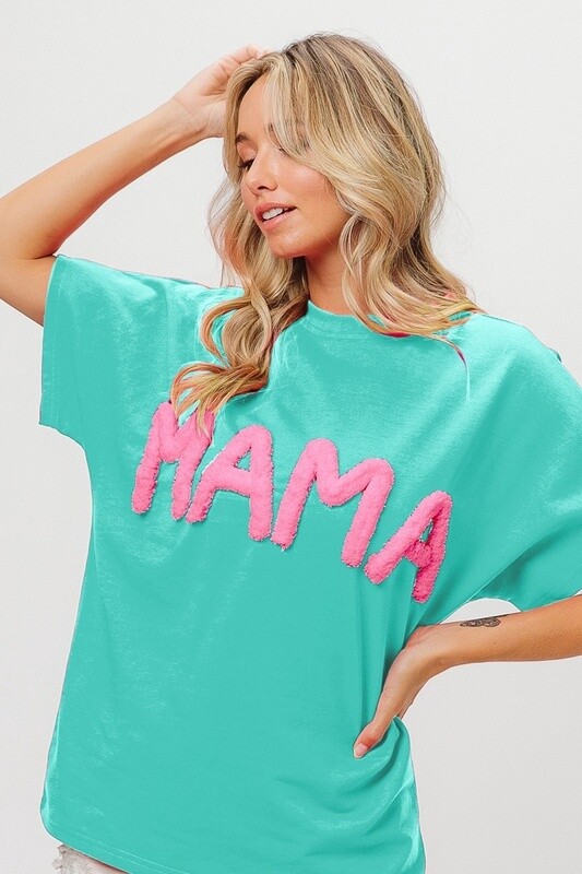 CHUNKY FLEECE MATERIAL MAMA LETTERING TOP