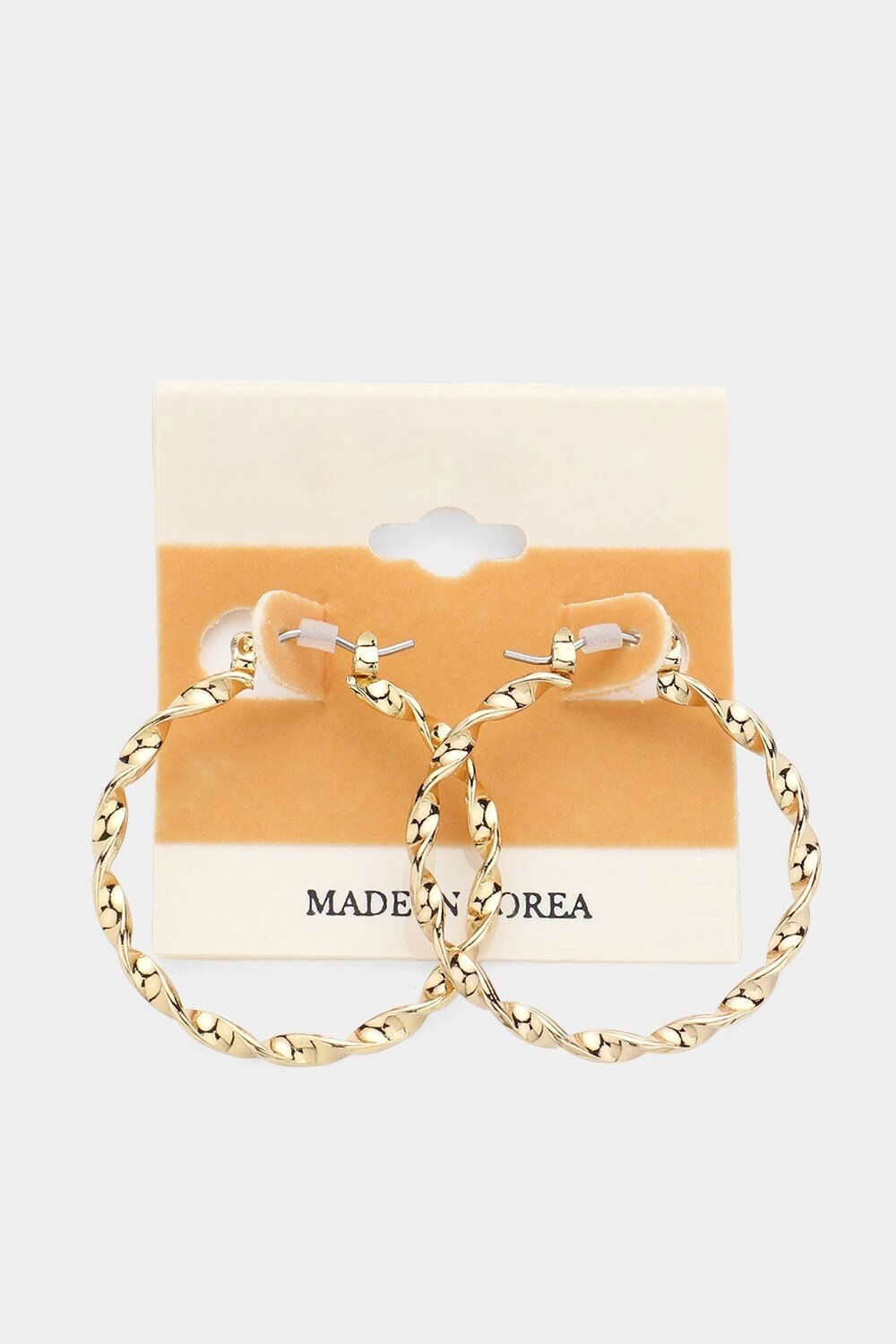 Twisted Metal Hoop Pin Catch Earrings, Colour: Gold Twist