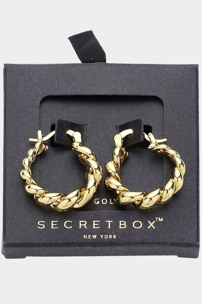 14K Gold Hoop Pin Catch Earrings, Colour: GOLD