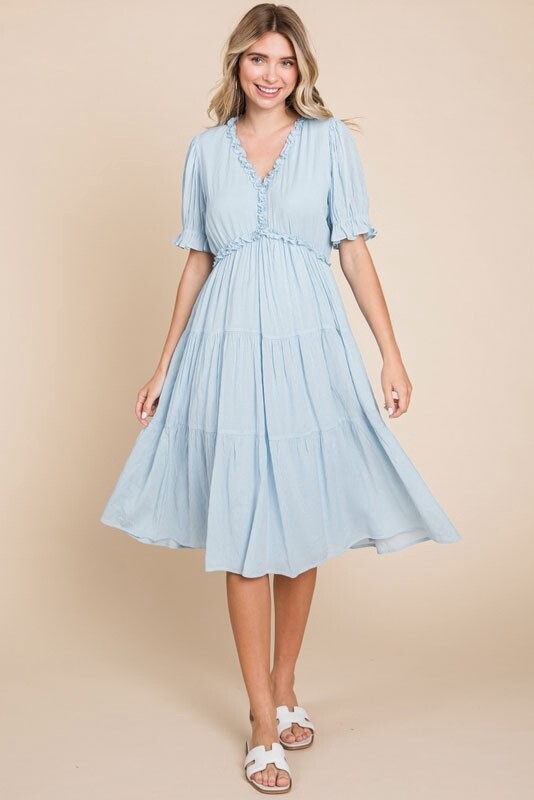 Solid Midi Dress with Pockets