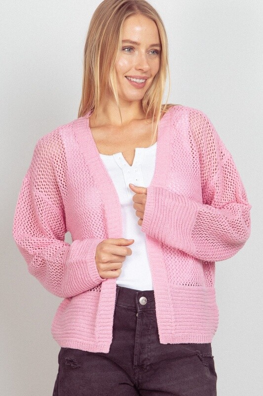 Oversized Long Sleeve Solid Knit Cardigan