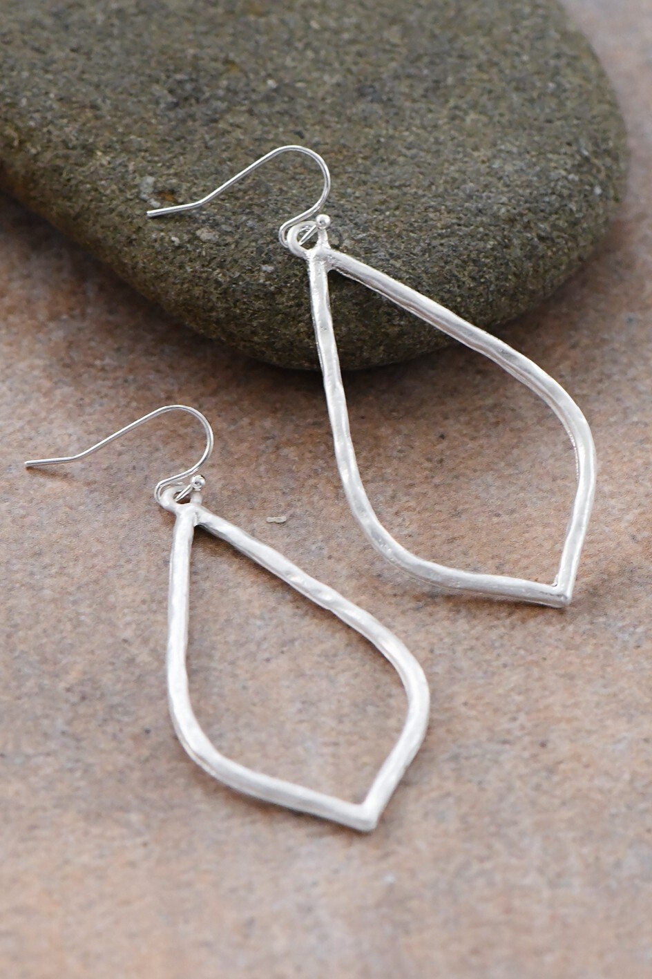 Silver Hammered Teardrop Earrings