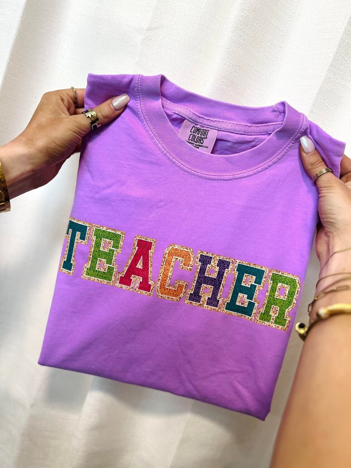 Teacher Faux Chenille Patch Tee