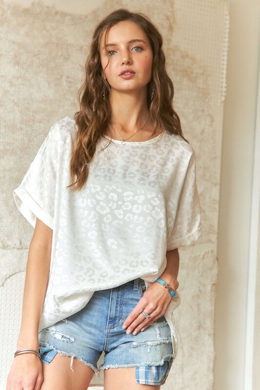 JACQUARD SATIN HI-LOW TOP-PLUS