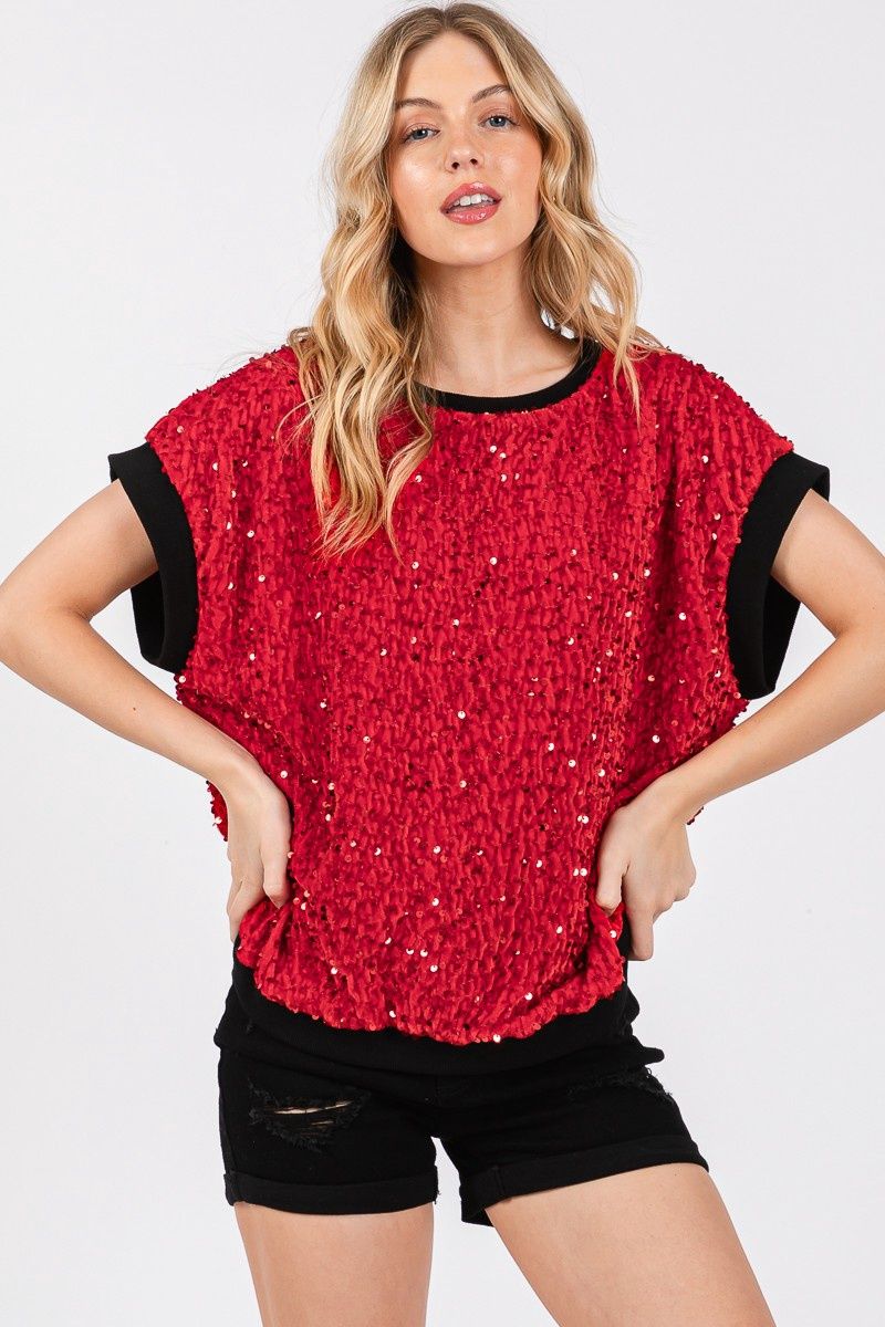 GAMEDAY VELVET SEUQUIN TOP