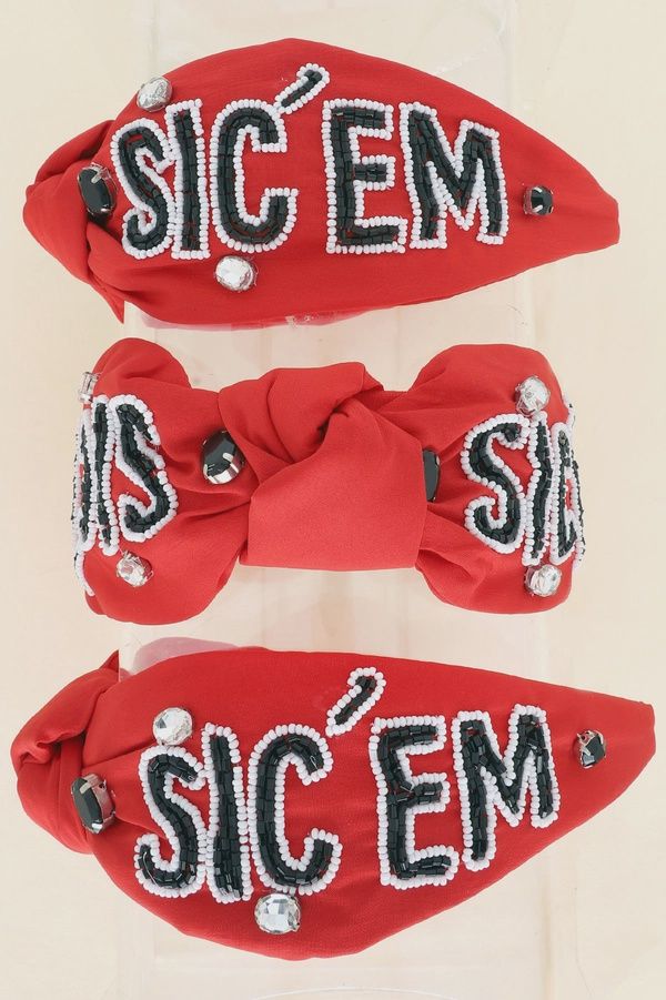 Gameday Beaded Sic&#39;em Knotted Headband