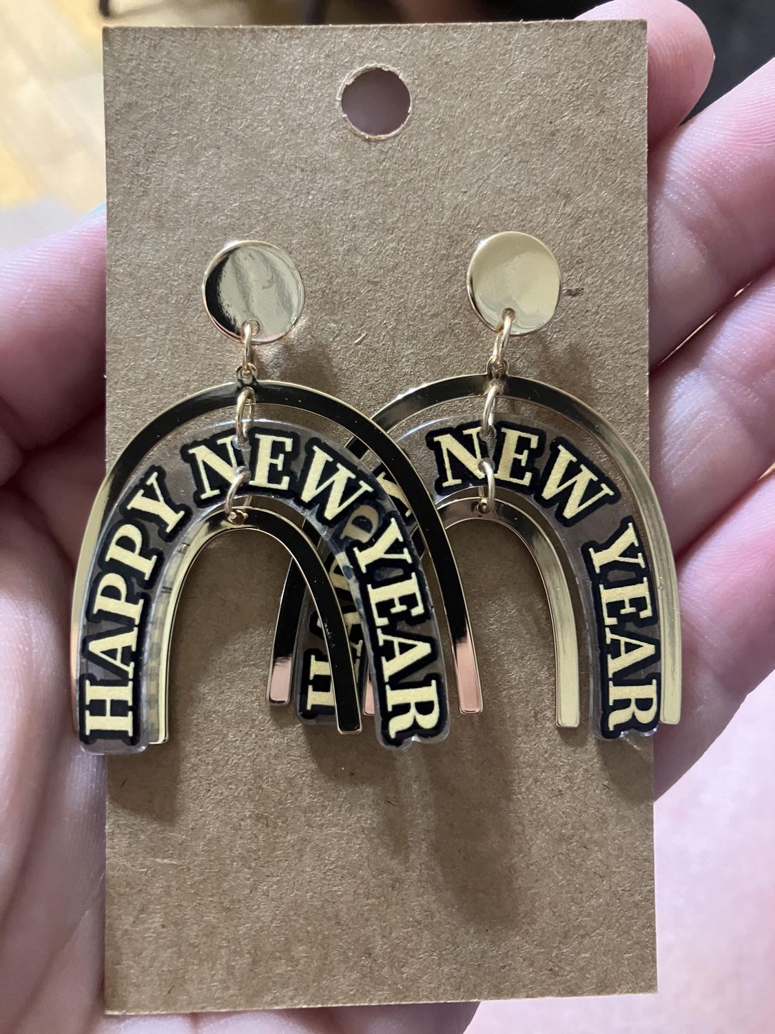 Happy New Year Rainbow Shaped Earring