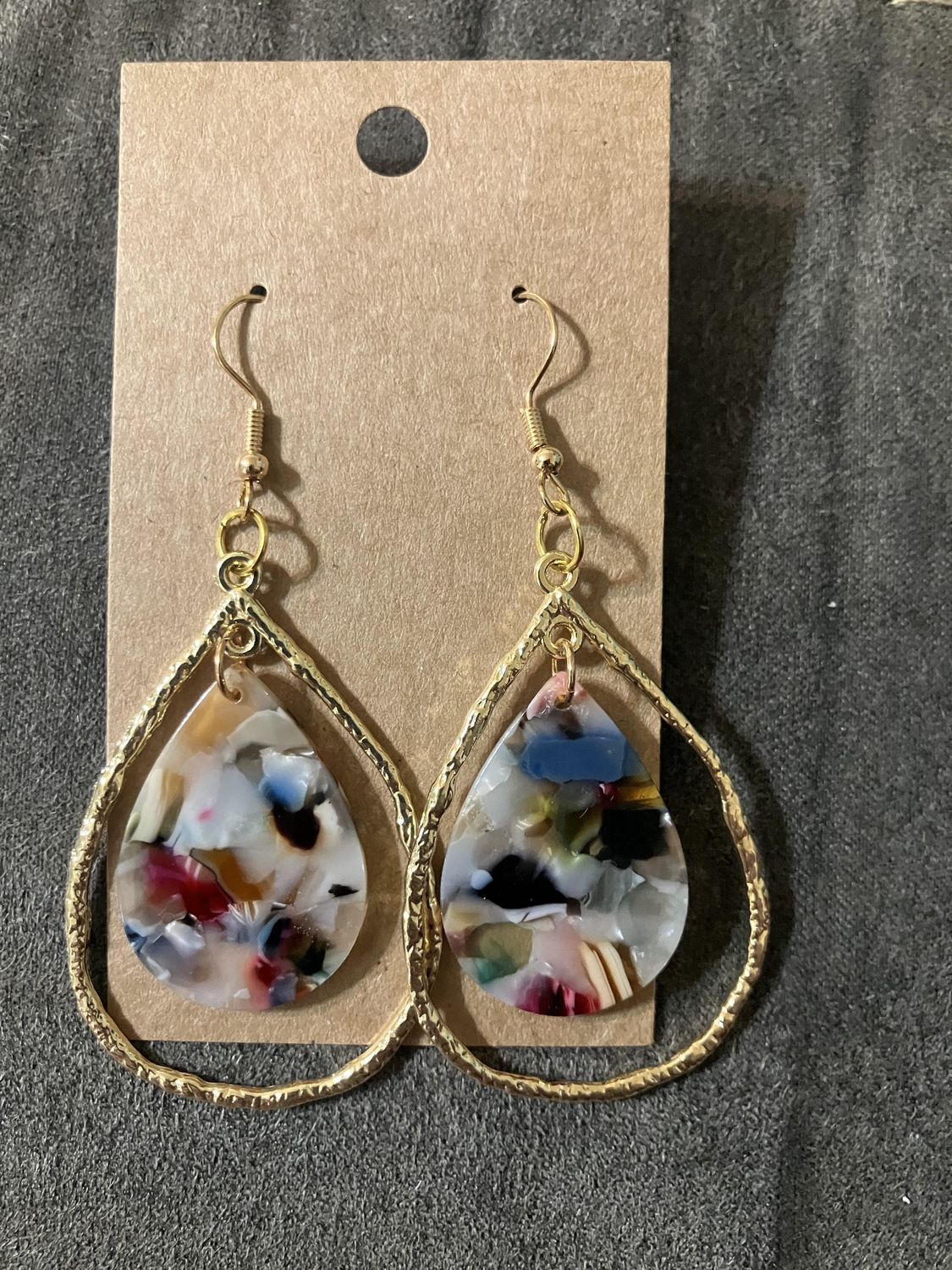 Gold Oval with Multicolored Acrylic