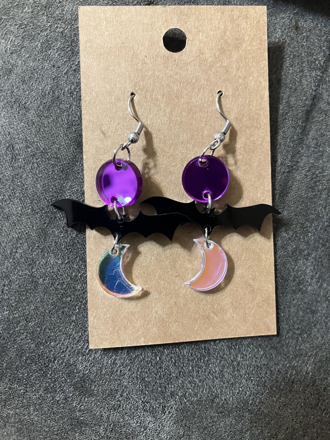 Halloween Earrings, Style: Bat/Moon