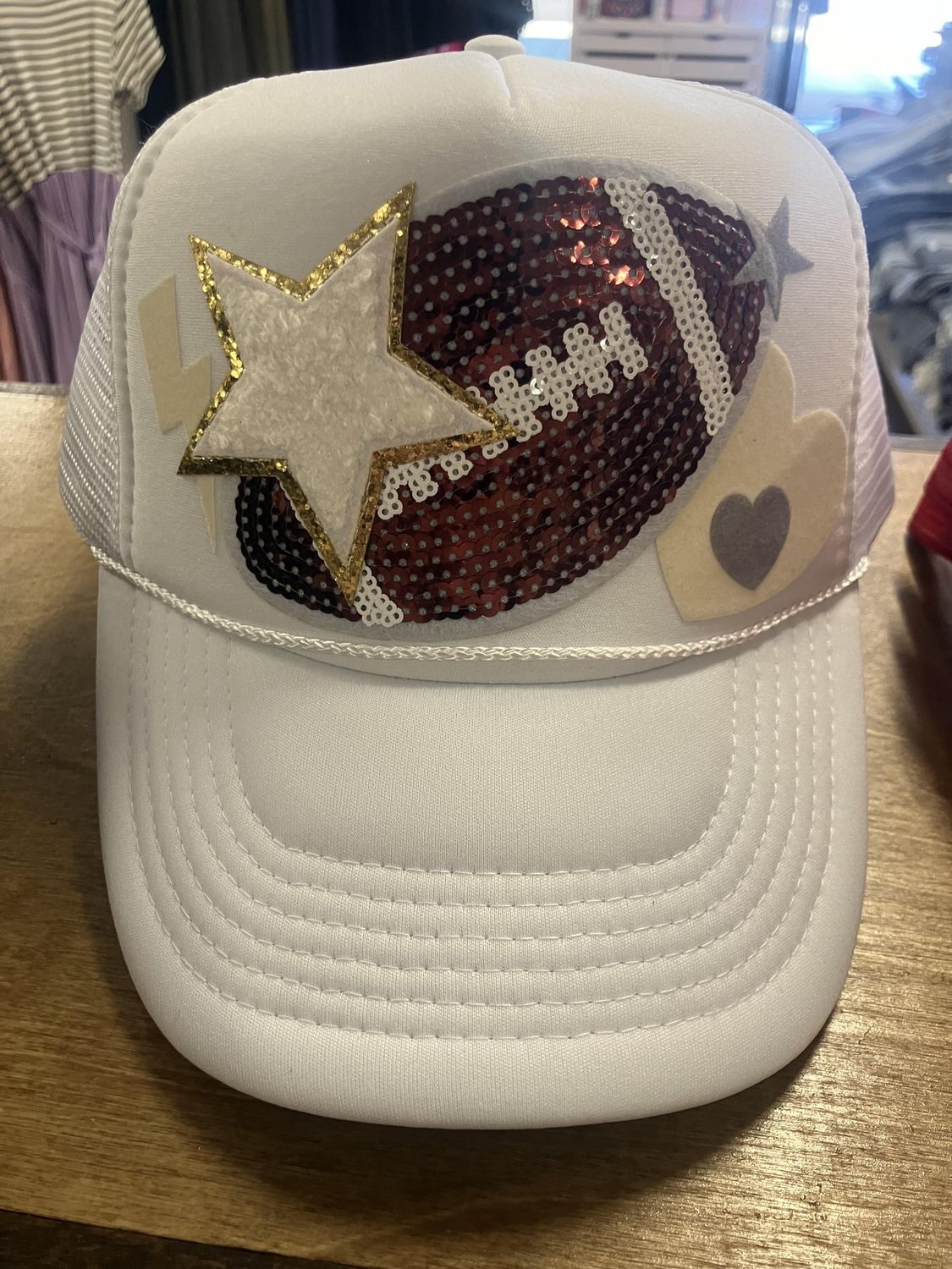 Football Patch Trucker Hat, Style: Football White