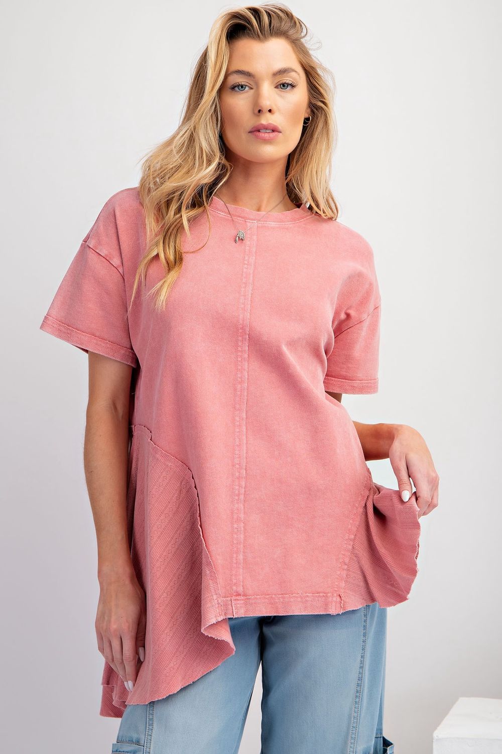 MINERAL WASHED COTTON JERSEY KNIT TUNIC