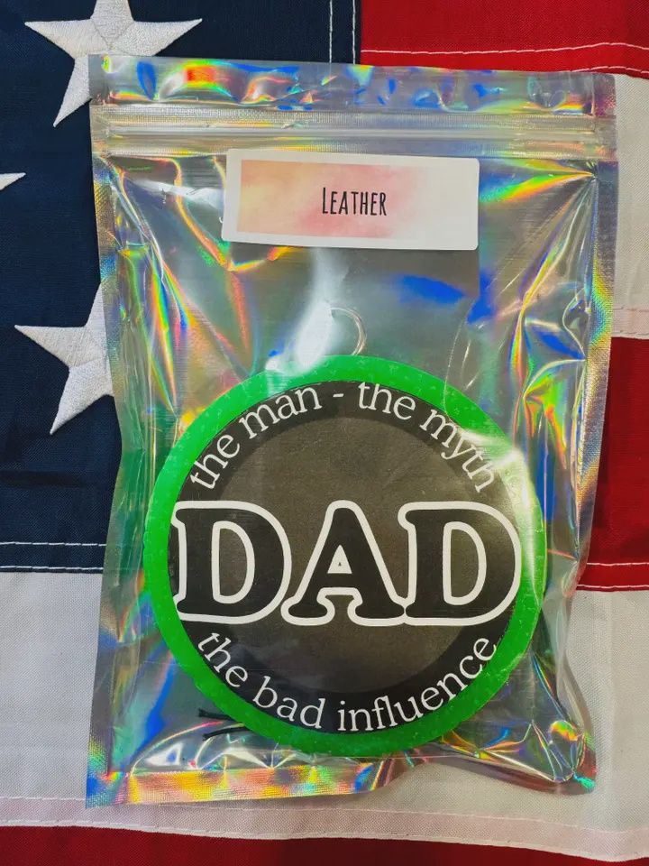 Dad the Man the Myth the Bad Influence Car Freshie-Leather