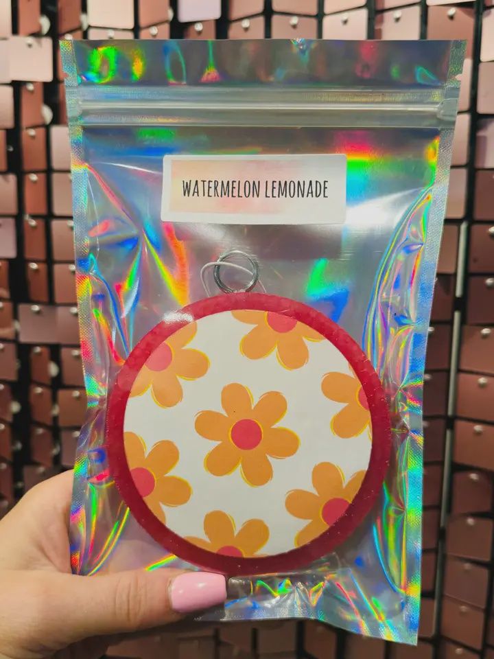 Pink and Orange Flower Car Freshie-Watermelon Lemonade