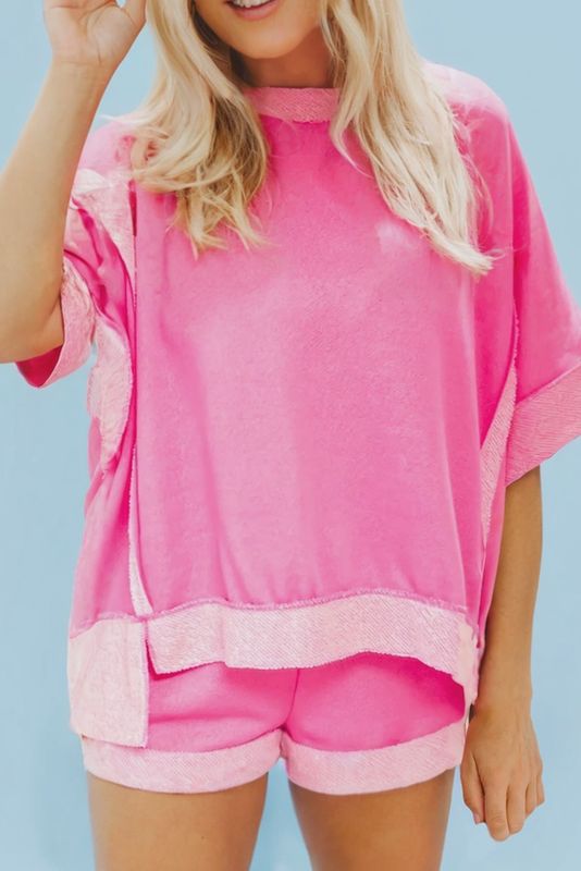 Patchwork Oversized Top and Shorts Set