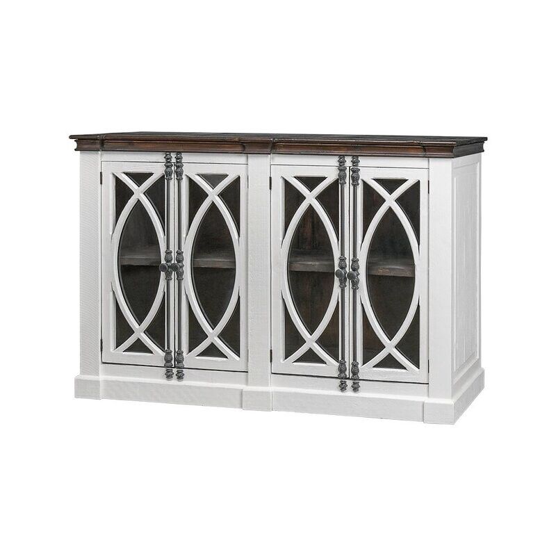 Pescara 4 Glass Door Console Sanded White