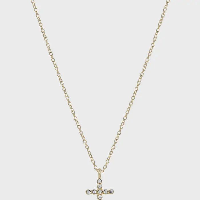 Rhinestone .75&quot; Cross On 16&quot;-18&quot; Necklace