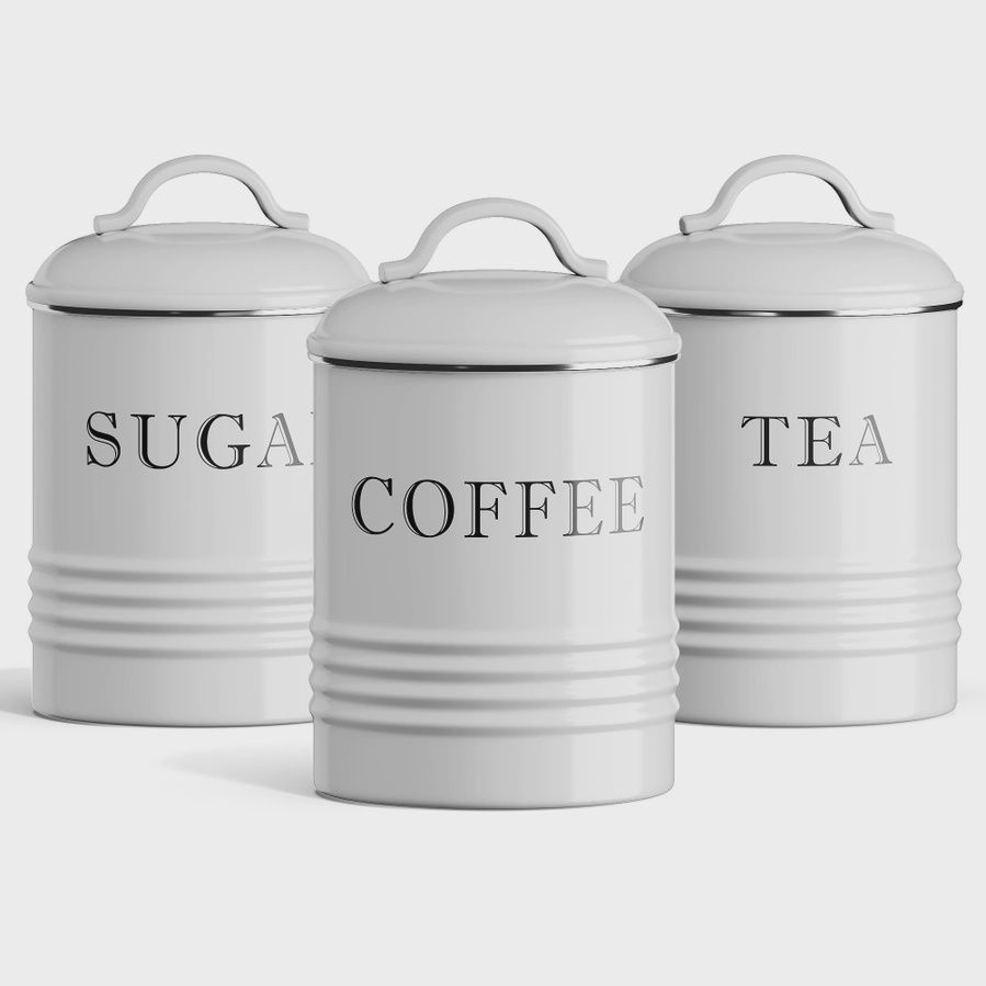 Set of 3 Petite Metal Kitchen Canisters