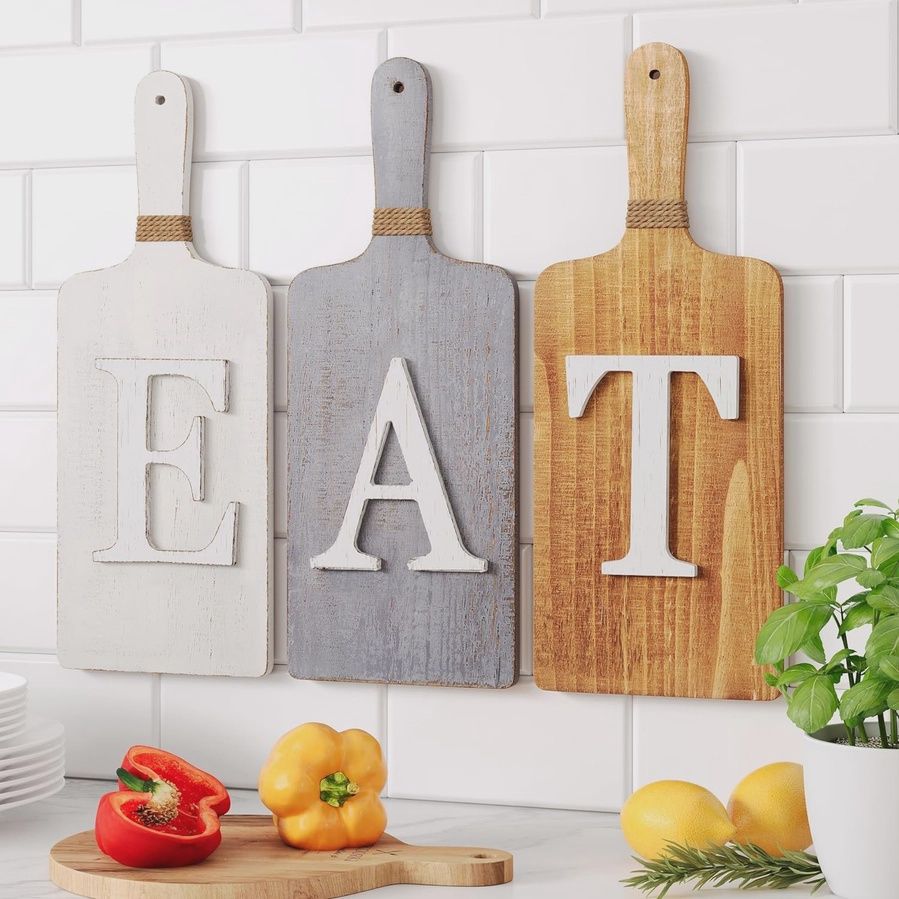 Set of 3 Cutting Board Eat Tile Sign