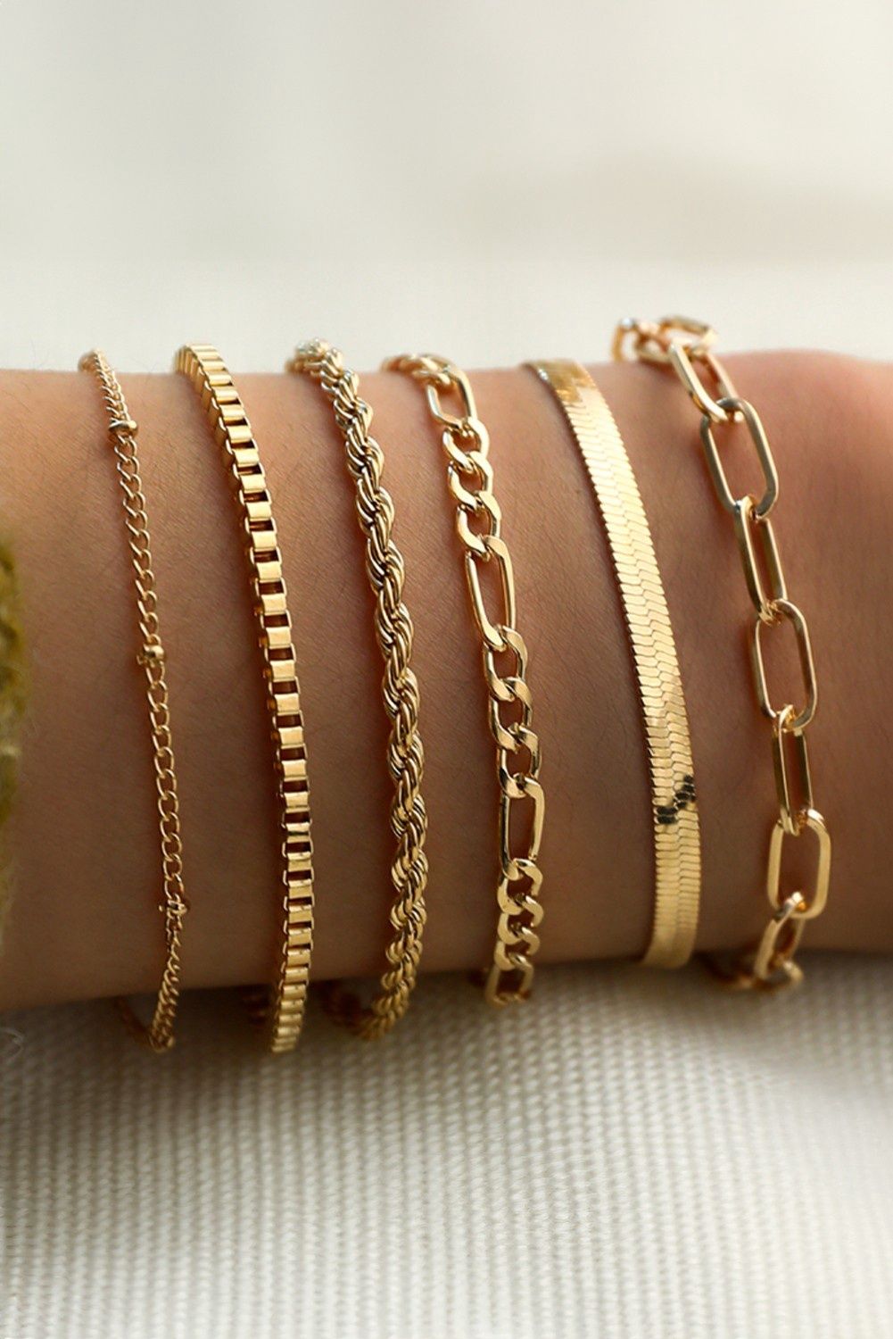 Layered Adjustable Chain Bracelet Set