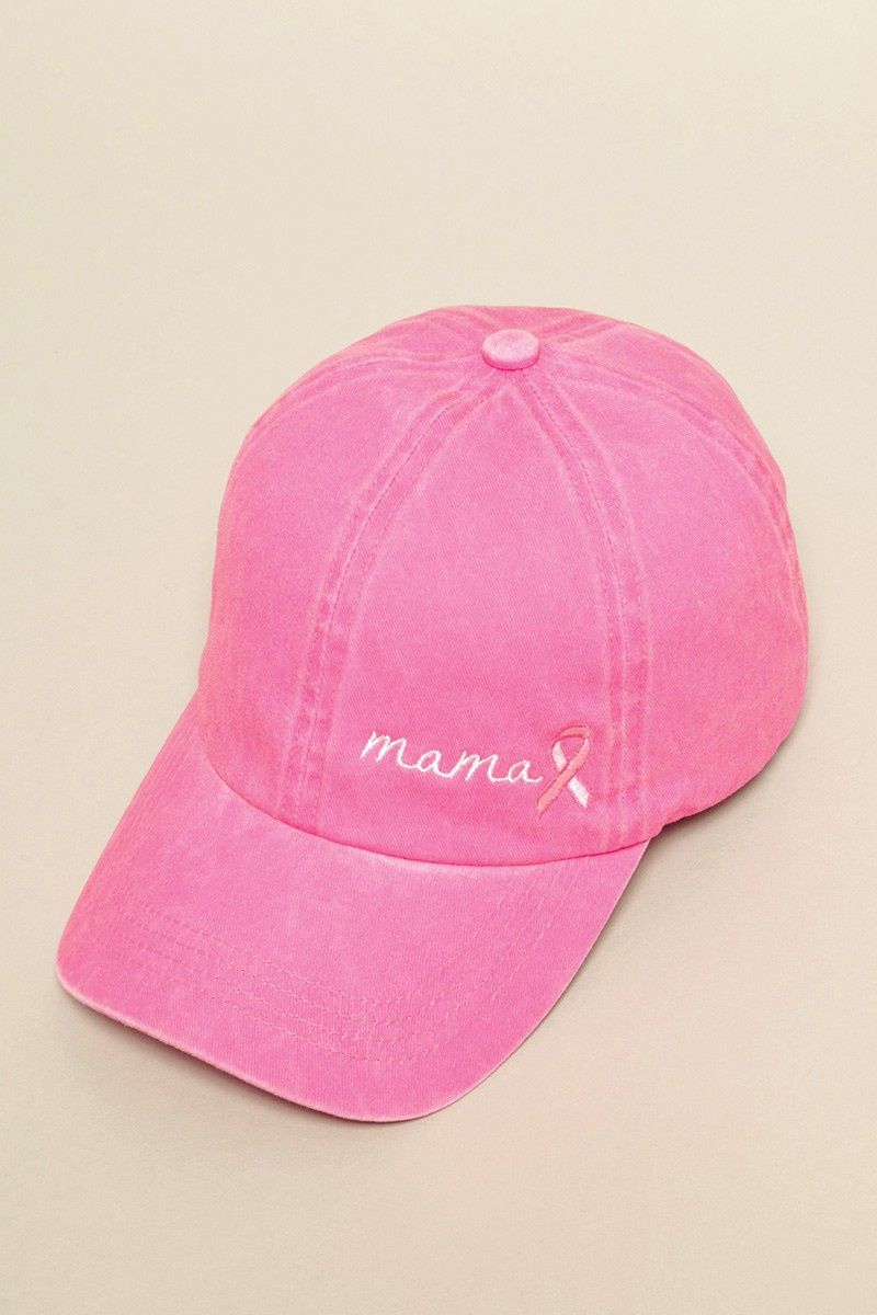 Breast Cancer Awareness Ribbon Baseball Cap, Colour: Mama RIbbon