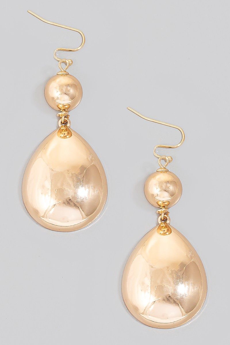 Metallic Tear And Sphere Dangle Hook Earrings