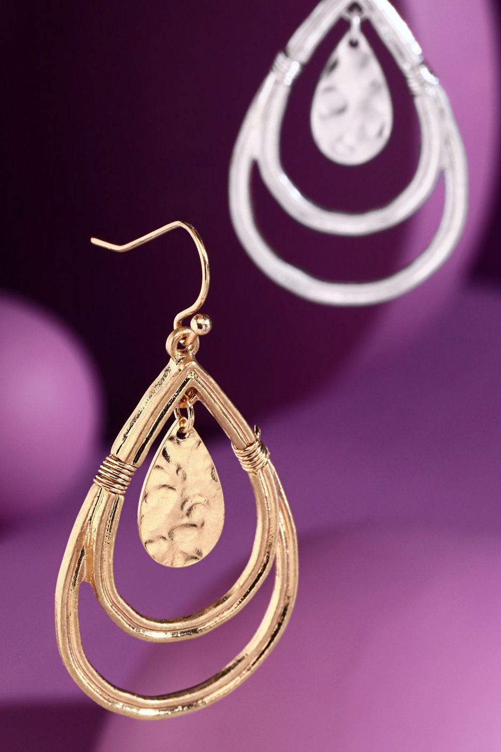 Layered Metal Teardrop Earrings