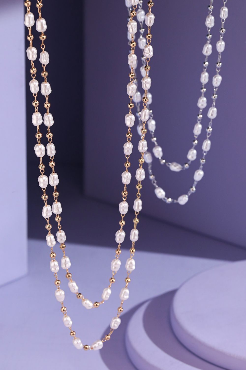 Chain Link Pearl Necklace