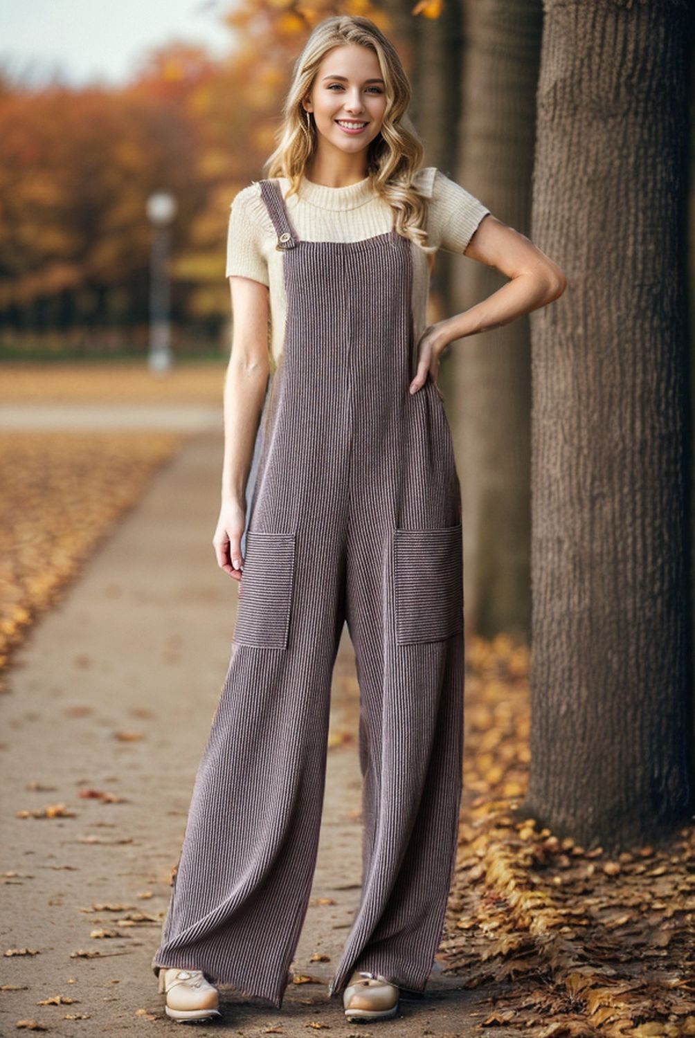 SLEEVELESS SOLID URBAN RIBBED JUMPSUITS, Size: Small, Colour: Coco