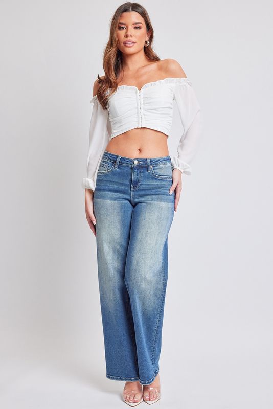 Junior Mid Rise Wide Leg Premium Denim Jean