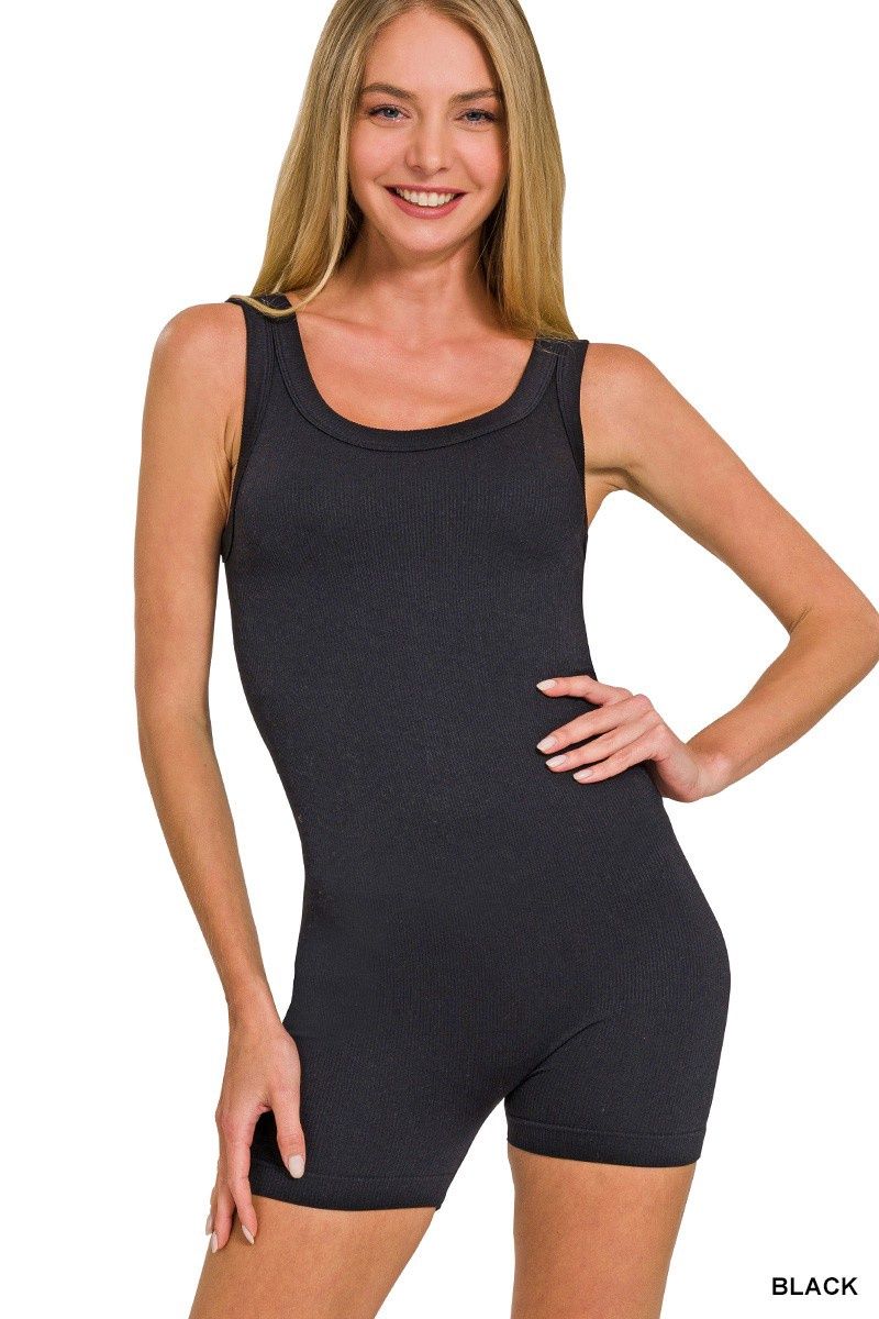 SEAMLESS BODY SUIT, Colour: BLACK, Size: SM/MD