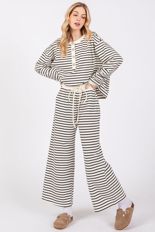 FRENCH TERRY STRIPED TOP AND BOTTOM SETS