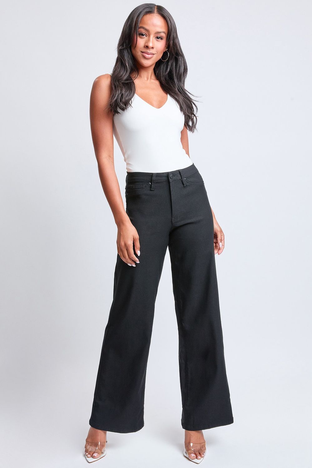 Hyperstretch High Rise Wide Leg Pants, Colour: BLACK, Size: Small