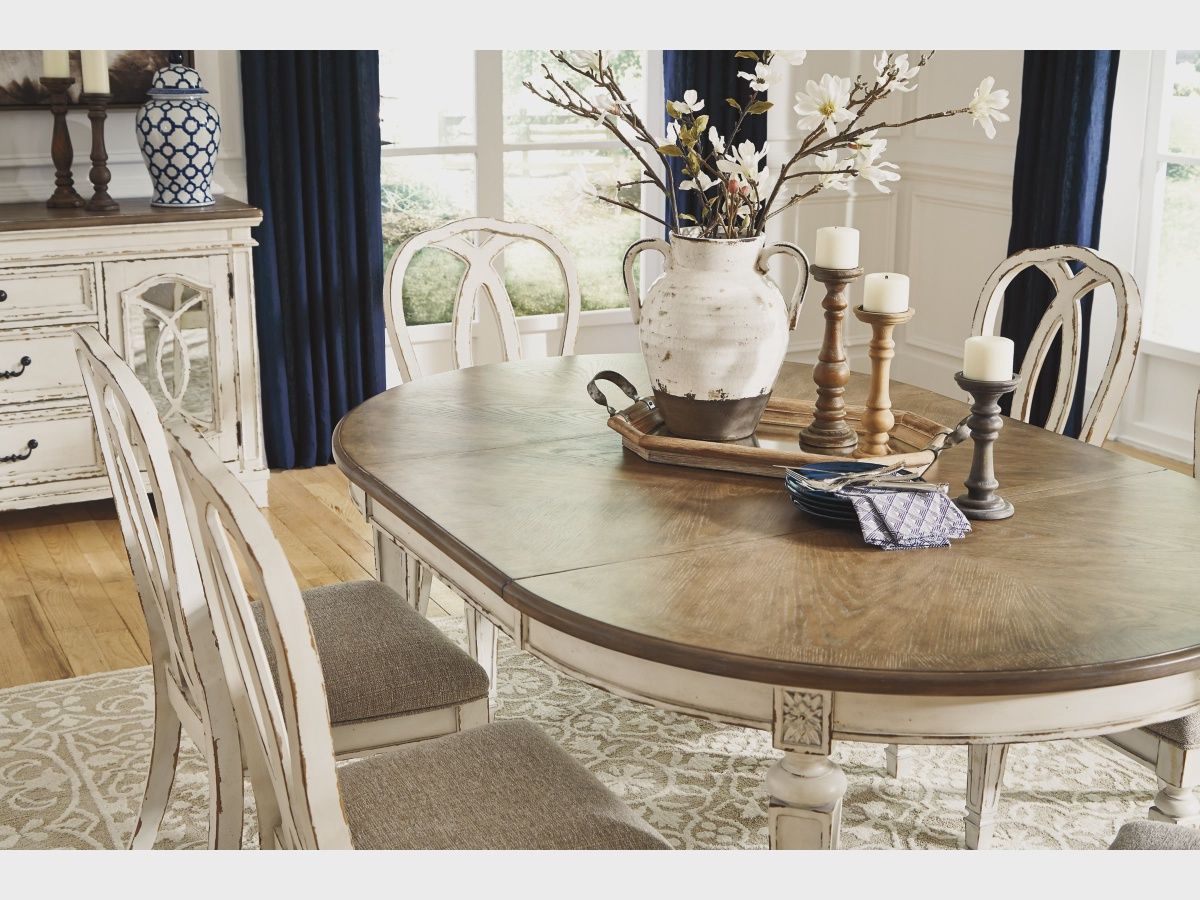Oval Dining Room Table Set with 6 Chairs