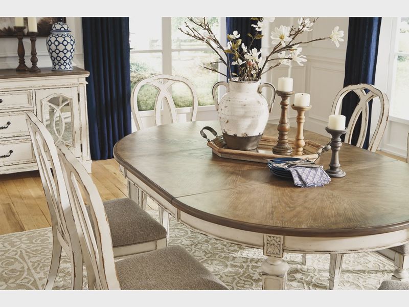 Oval Dining Room Table Set with 6 Chairs