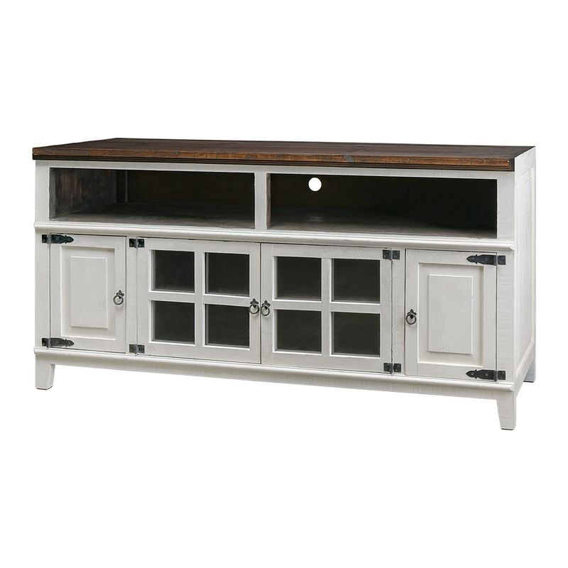 72&quot; Haceinda Tv Stand Aged White with Tobacco Top
