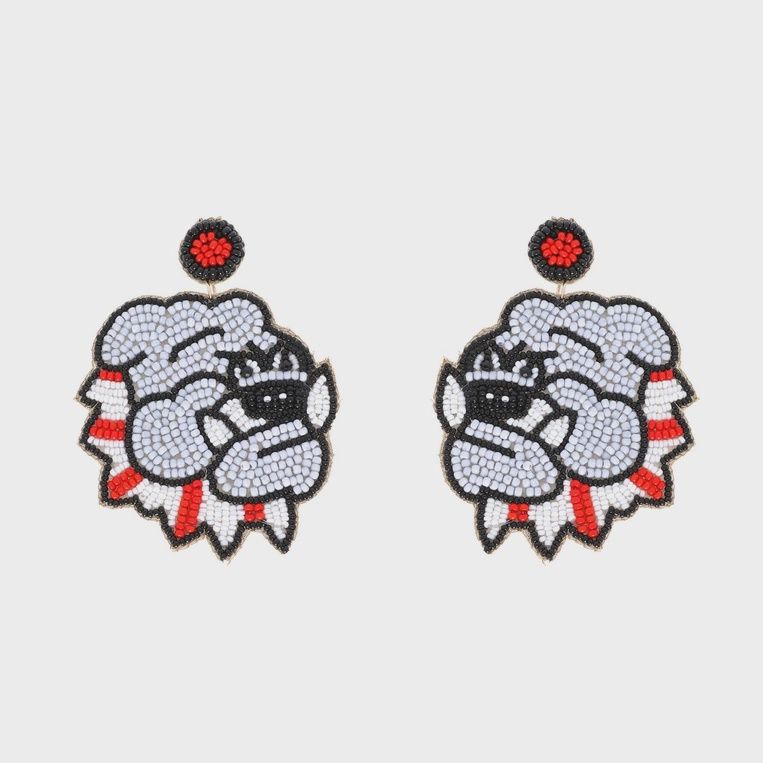 Beaded Bull Dog Earrings