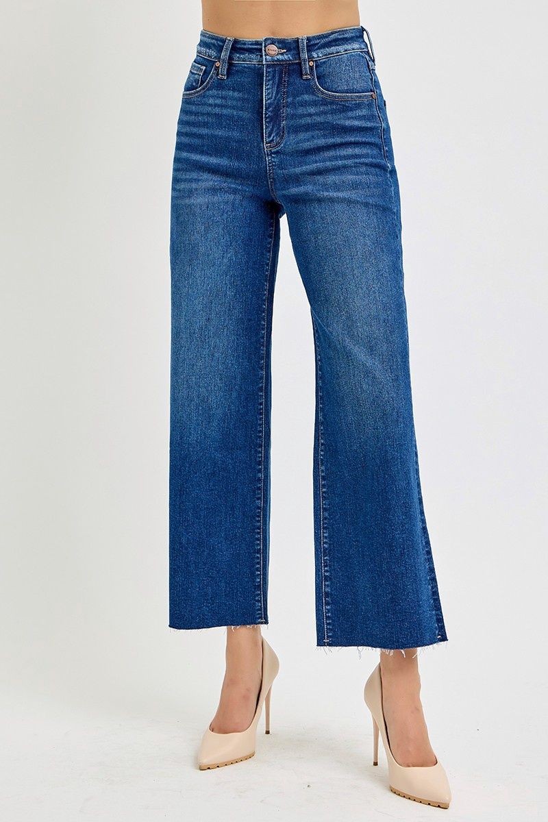 TUMMY CONTROL HIGH RISE WIDE CROP JEANS