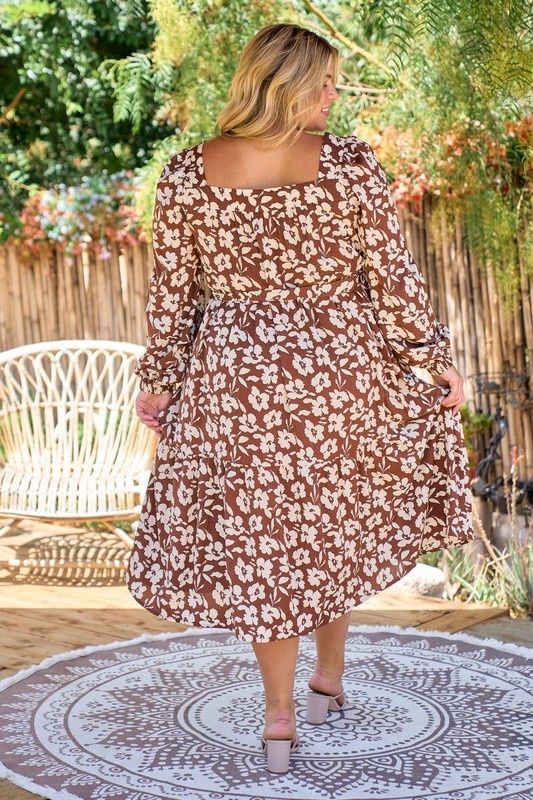 Plus Floral Print Midi Dress