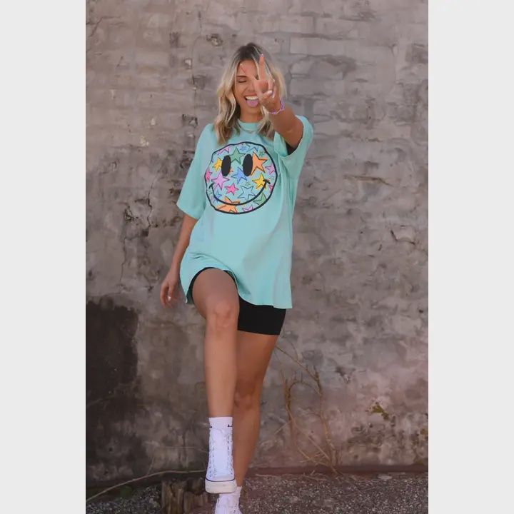 Neon Star Smiley Tee