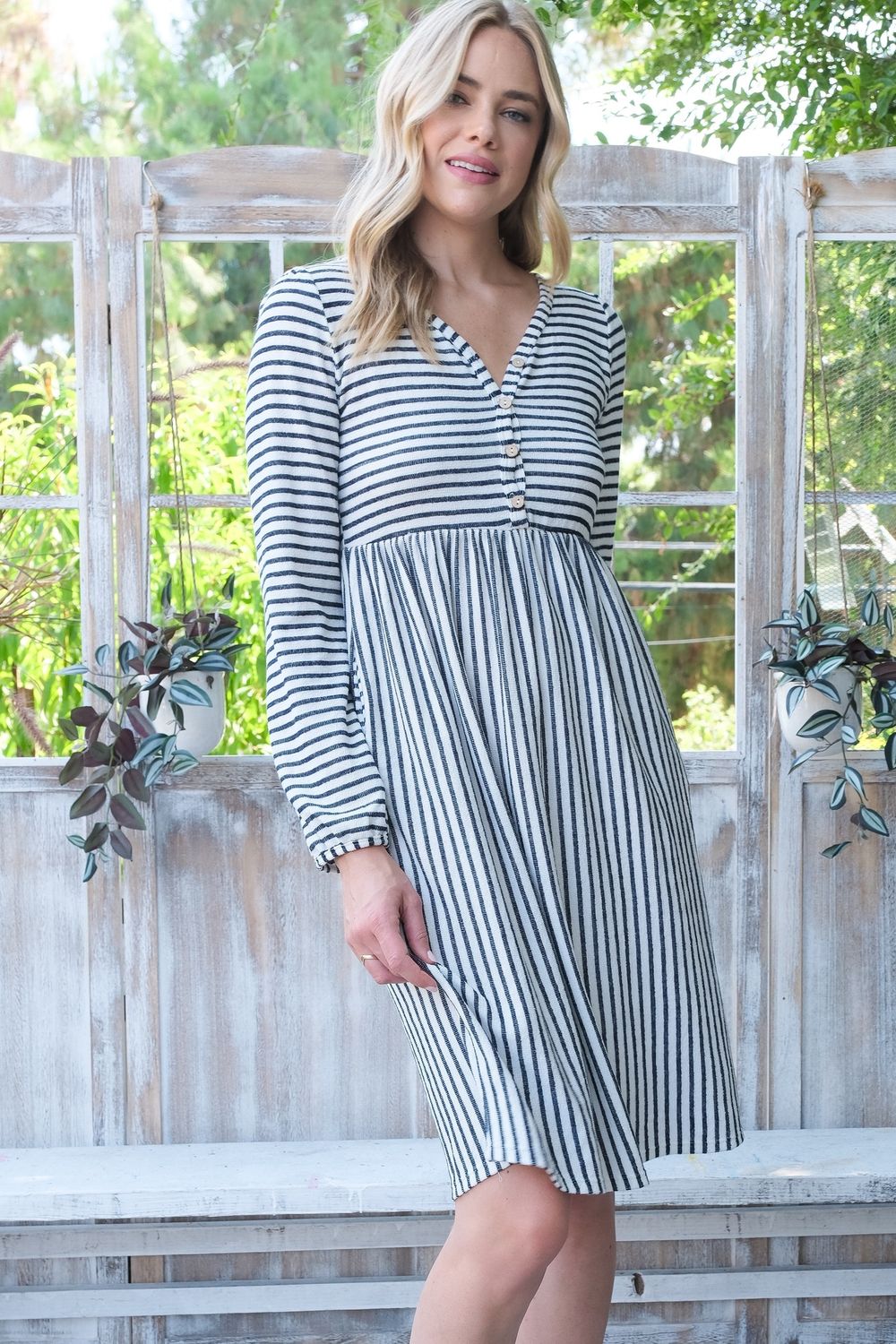 Stripe Button-Down Dress