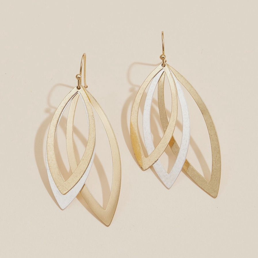 Elegant Layered Leaf Metal Earrings