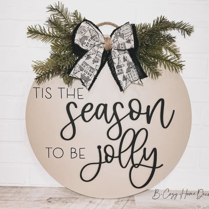 Tis the Season To Be Jolly Christmas Door Hanger