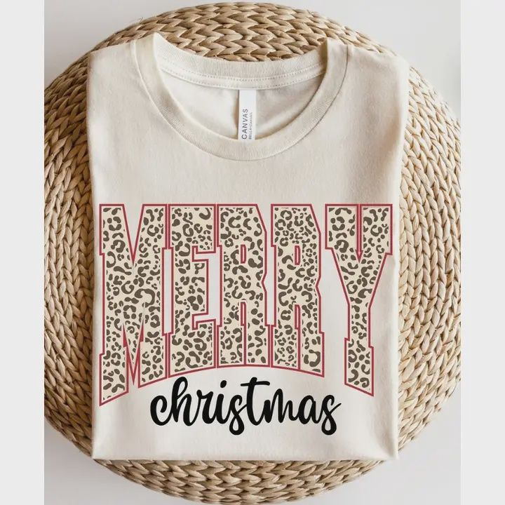 Merry Christmas Leopard Graphic Tee