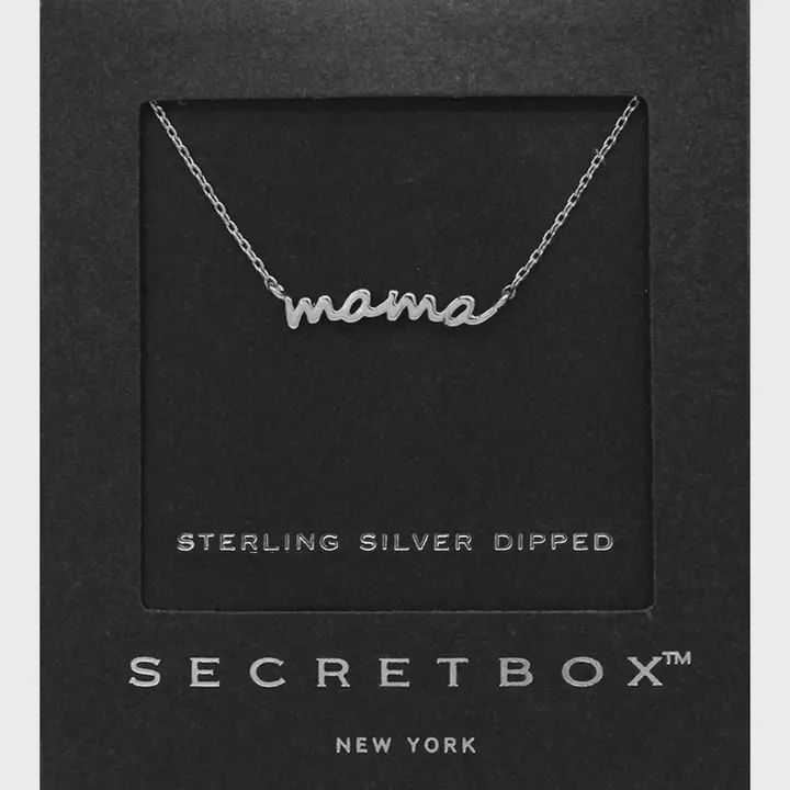 Sterling Silver Mama Message Pendant Necklace