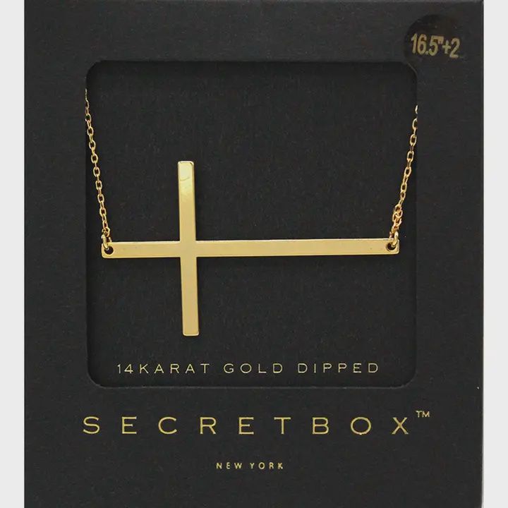 14K Gold Dipped Metal Cross Pendant Necklace