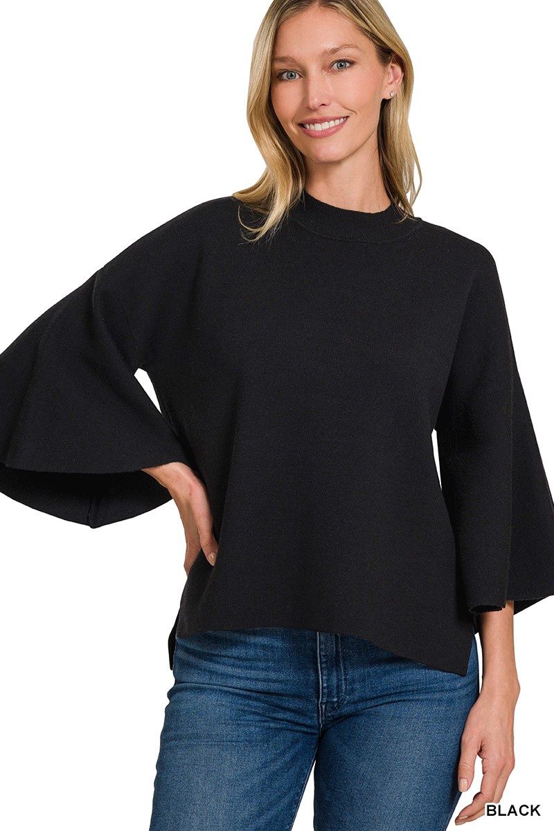 VISCOSE BELL SLEEVE SWEATER